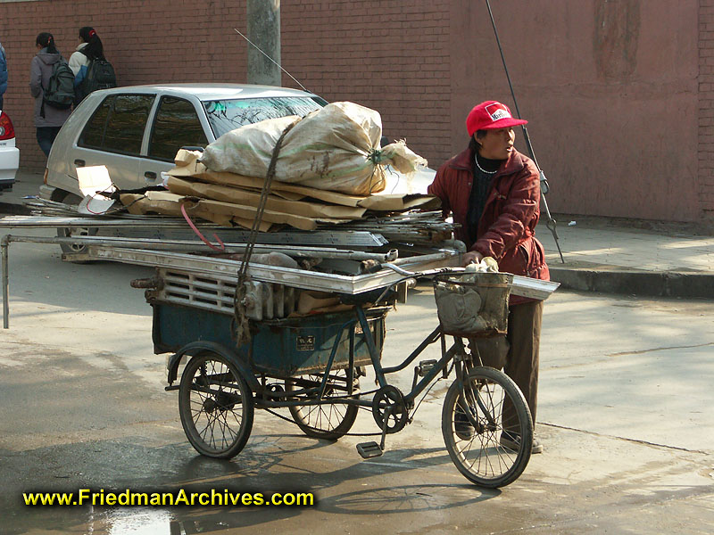 china,rural,transportation,overloaded,bicycles,delivery,